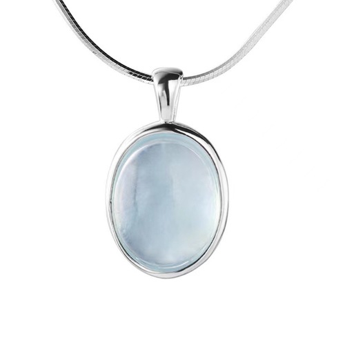 Natural moonstone aquamarine necklace new product unique design oval natural stone snake bone chain best friend birthday gift