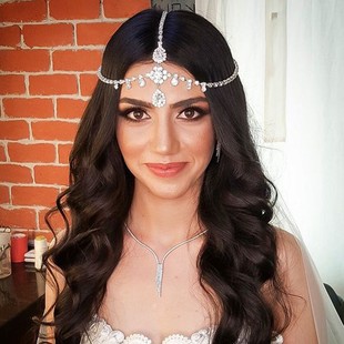 Foreign Trade Refined Bride Rhinestone Hair Band Headwear Wedding Accessories Elegant Water Drop Forehead Chain Hair Accessories headband