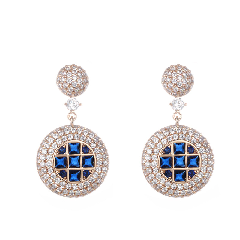 Xuping pendientes largos de bronce de lujo, pendientes de piedra de bronce de lujo, estilo de moda para mujeres, pendientes de lujo ligero y alto nivel.