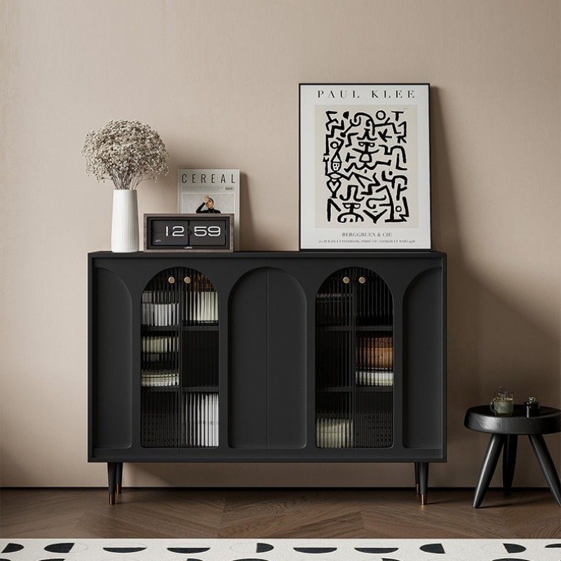 Medieval sideboard with multi-layer storage and large storage space, retro French living room partition cabinet, cream style entrance cabinet