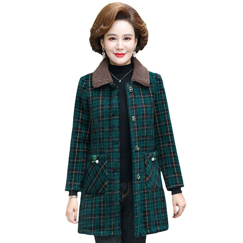 Модное зимнее пальто в западном стиле, утепленное пальто в клетку, модное пальто из искусственной норки из бархата, модное пальто из искусственной норки