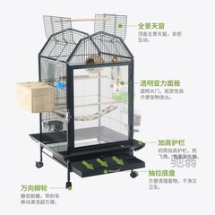麓f寵籠迪防撒透明亞克力鳥籠子高端大別墅大型鸚鵡籠八哥家用繁