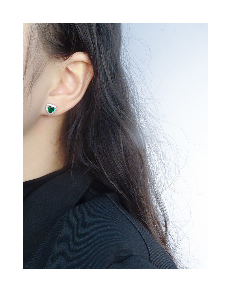Women'S Gender Plating, Inlay Design 1 Pair 925 Sterling Silver Zircon Heart Shape Ear Studs