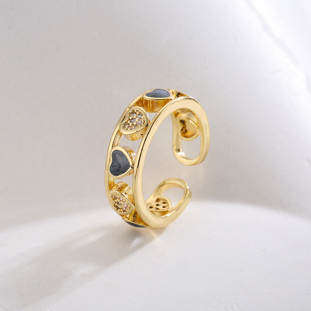 Fashion Geometric Copper Inlay Zircon Open Ring 1 Piece