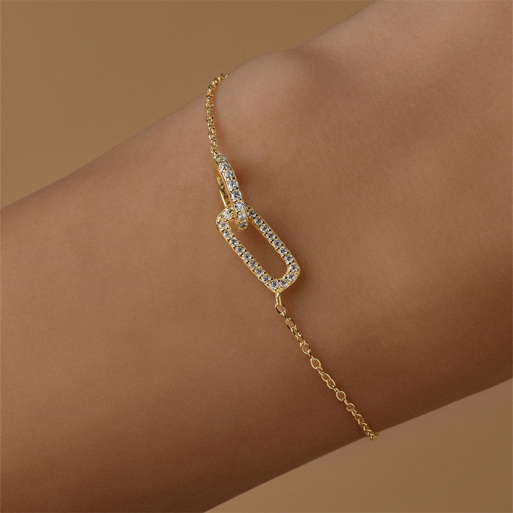 S925 Sterling  Double Buckle Single Row Diamond-Studded Necklace Bracelet Jewelry Suit   All-Matching Graceful Accessories display picture 3