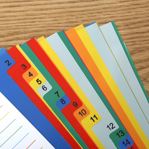 Colorful fast labor index classification page classification card A4 11 hole classification paper plastic divider paper factory available