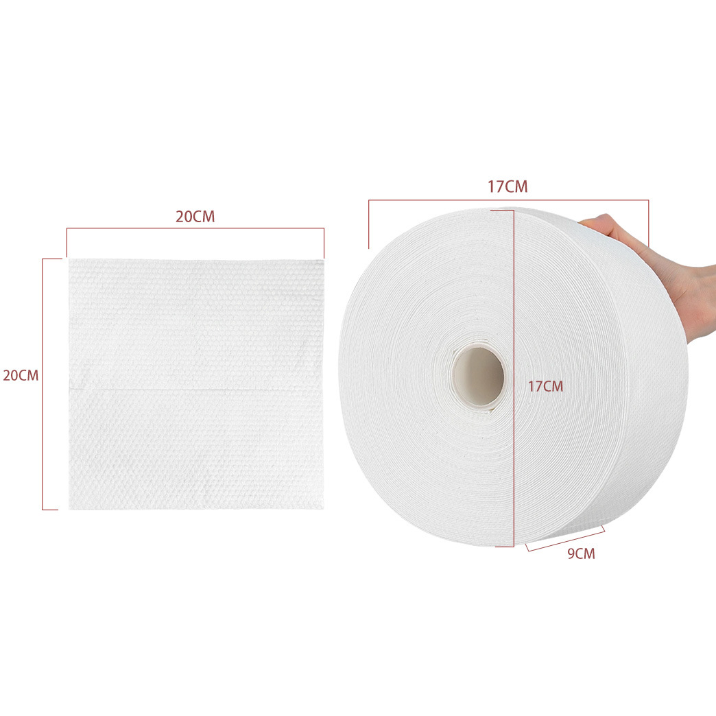 Toalla de lavado de cara desechable Toalla de rollo grueso, rollo grande, toalla de papel facial, sin pelo, sin pelaje, enrollado, seco y húmedo