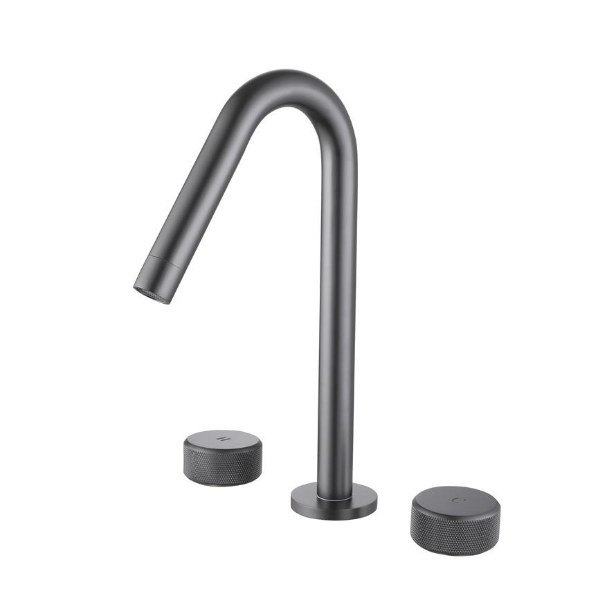 Kaiping Youjia bathroom countertop oblique tube electroplating counter basin double handle rotatable three-hole bathroom cabinet faucet 33010