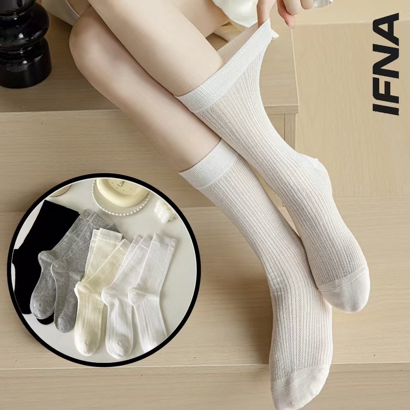 Ballet-Style Calf Socks for Women, Summer Thin White Slouch Socks, Paired with Skirts, Mid-Calf Socks, Summer Long Socks