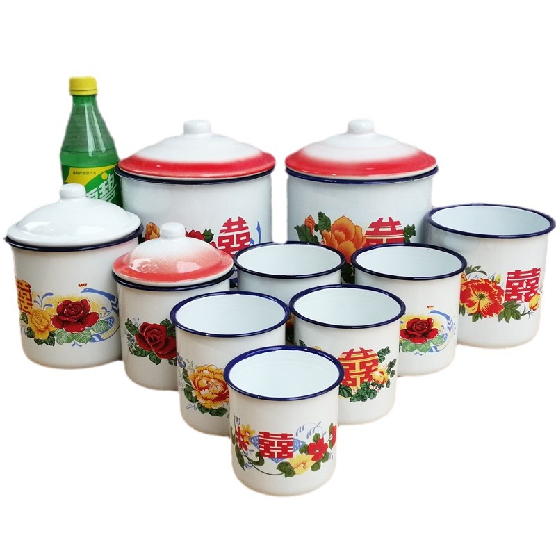 Taza de esmalte de borde grueso, taza de agua de estilo antiguo, se puede imprimir logotipo nostálgico, taza de hierro, taza de hierro, taza al por mayor
