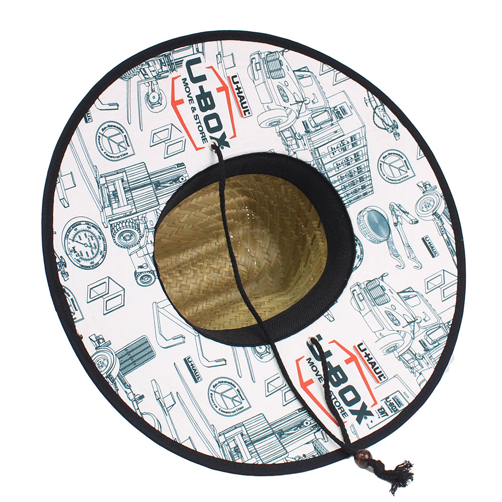 Sombrero de paja para hombre estilo playa, diseño salvavidas, moda verano 2024