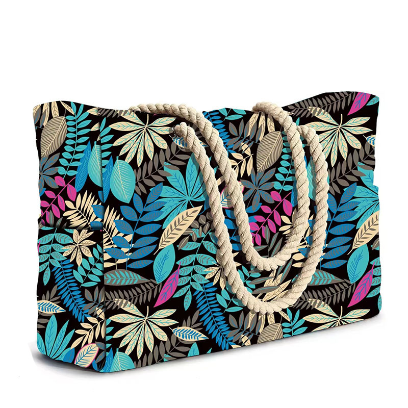 Gestreifte große Aufbewahrungstasche für den Außenbereich, modische handgehaltene Strandtasche aus Baumwolle, große Kapazität, Reisetasche, Einkaufstasche_voghion.com