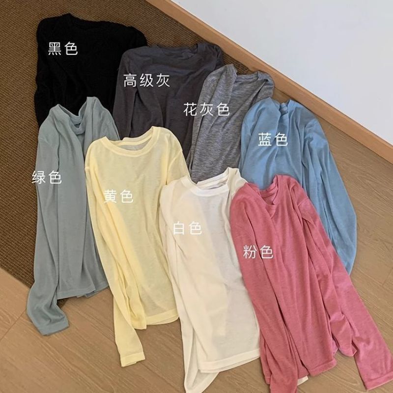 年齢軽減ソリッドカラーベーシックテンセルマスク服2025夏新作韓国風ラウンドネック万能ルーズスリムトップ|undefined