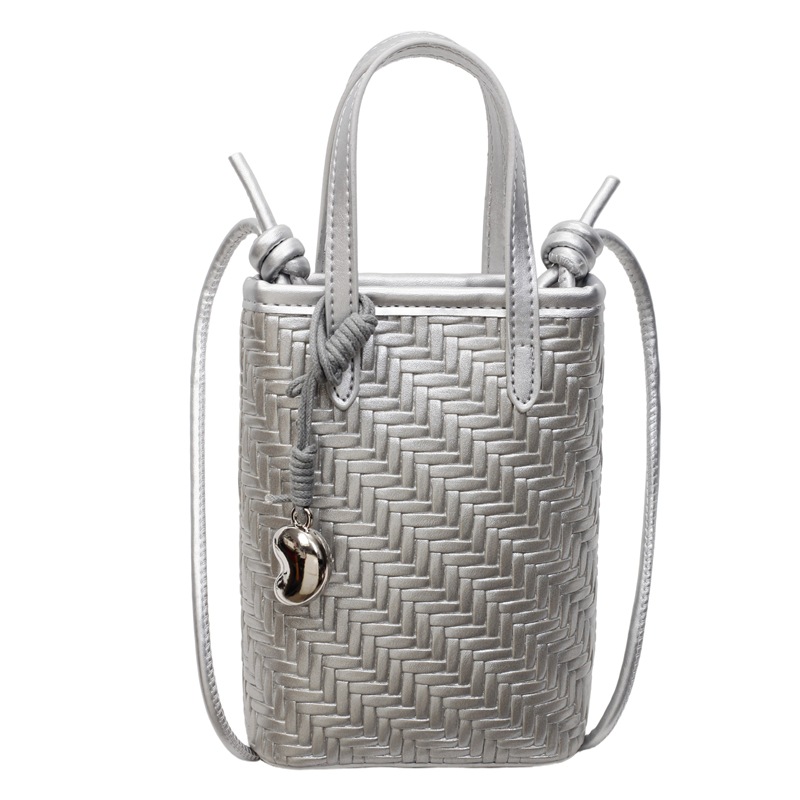 Bolso de teléfono móvil de moda coreana 2025 verano nuevo bolso de hombro tejido casual bolso de mensajero de todo fósforo para mujer