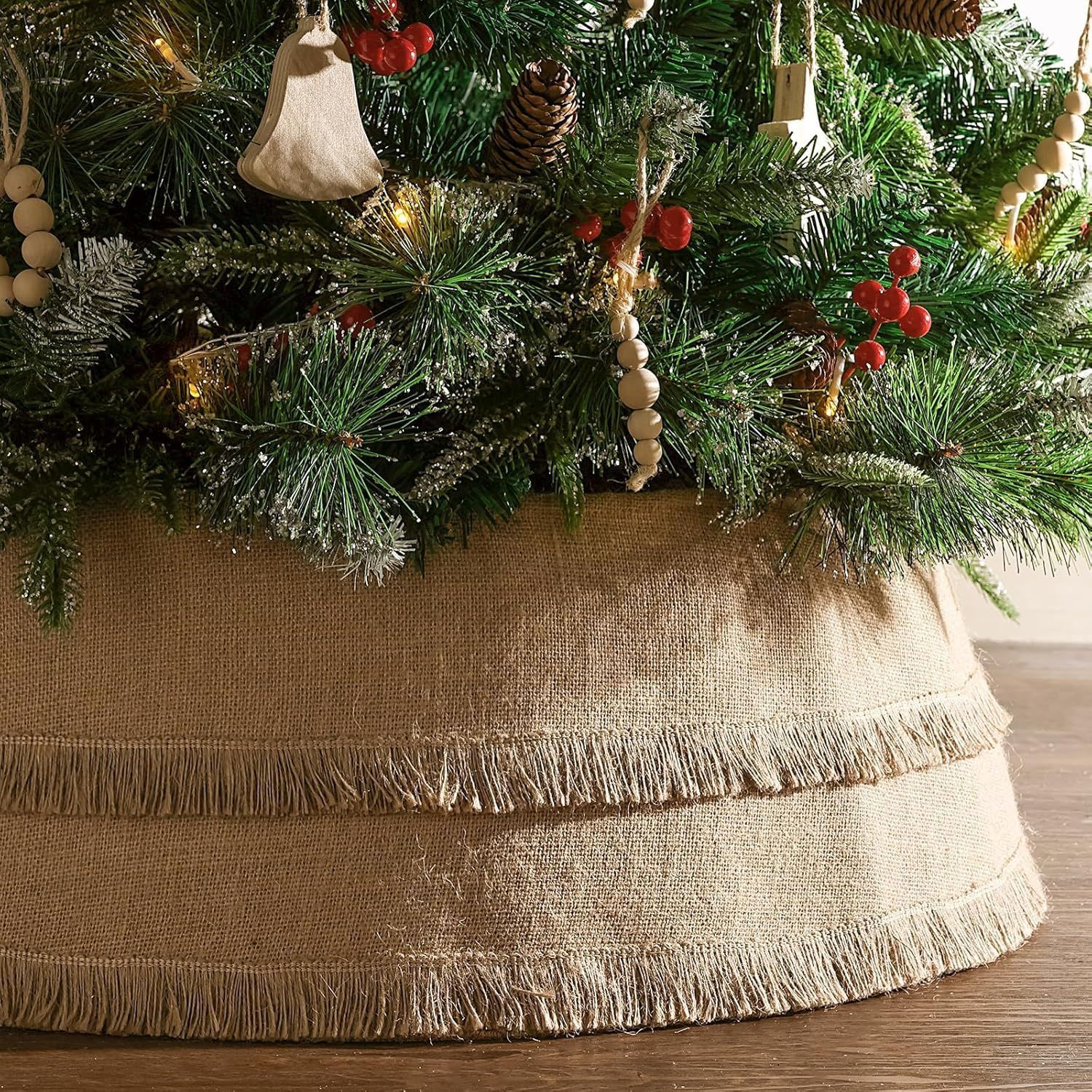 Navidad transfronteriza algodón lino falda de árbol abrazadera ajustable decoración del árbol de Navidad decoración del árbol de Navidad