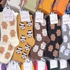 Japanese cute full-screen rabbits and bears crew socks cartoon plain doodle socks for girls and students sweet panda socks