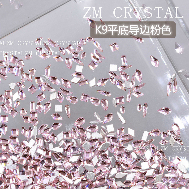K9 new super flash imitation Hua Ping bottom pink nail drill pink shaped drill mini drill nail sticker diamond jewelry