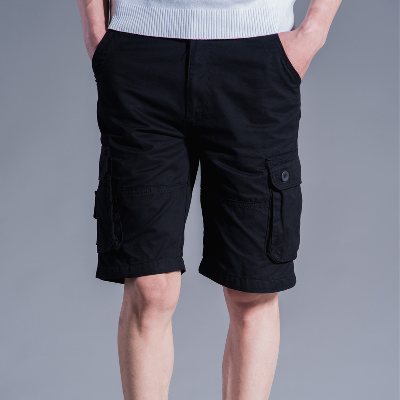 2021 verano TikTok nuevos pantalones cortos de ropa de trabajo pantalones de playa para hombres pantalones cortos multibolsillos sueltos de color sólido comercio exterior