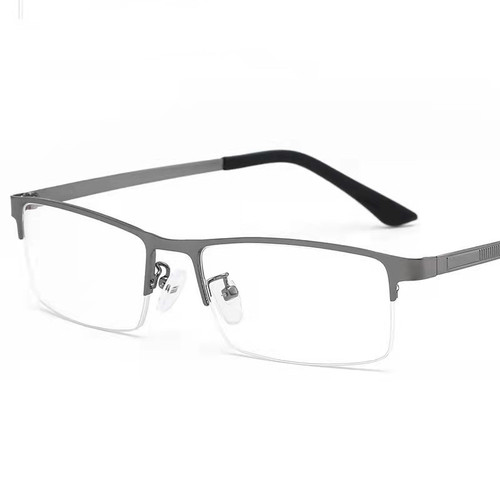 Color-changing mirror lenses half-rim flat lenses for men, ultra-light anti-blue light and anti-radiation titanium alloy glasses for men with myopia