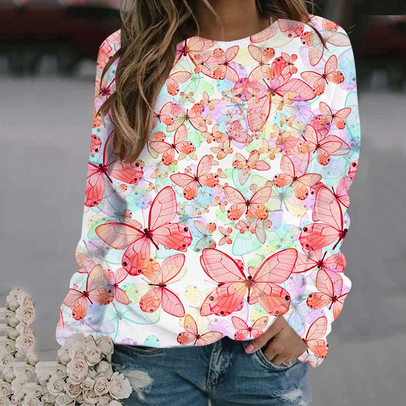 Pull à col rond pour femme, vêtement ample, avec de nombreuses Images de chat, imprimé numérique en 3D, saison printemps et automne_voghion.com