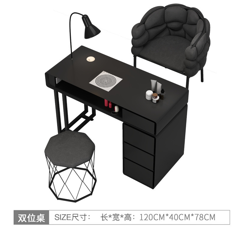 美甲桌椅套装简约经济型单双人轻奢多功能奶油风大理石网红美甲台|undefined