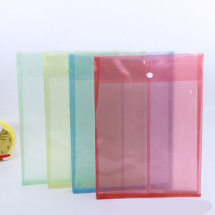 Factory wholesale FC button transparent PP file bag waterproof plastic file bag thickened student office storage bag