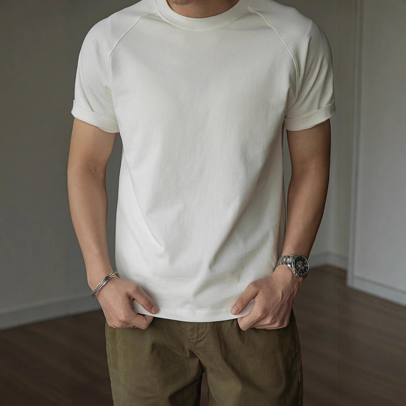 American Retro 300g Heavy Crewneck Solona Dry T-shirt Short Sleeve Loose Base Shirt Hard Man Khaji Men's Fashion American Retro 300g Heavy Crewneck Solona Dry T-shirt Short Sleeve Loose Base Shirt Hard Man Khaji Men's Fashion