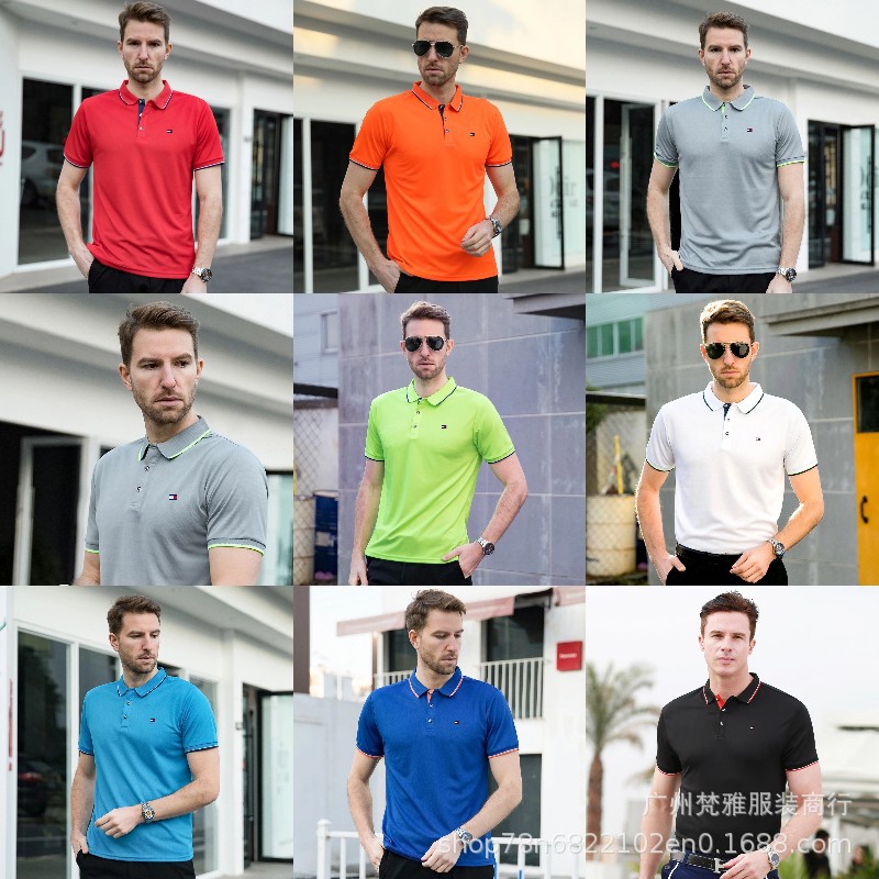 Summer men's t-shirt business casual men...