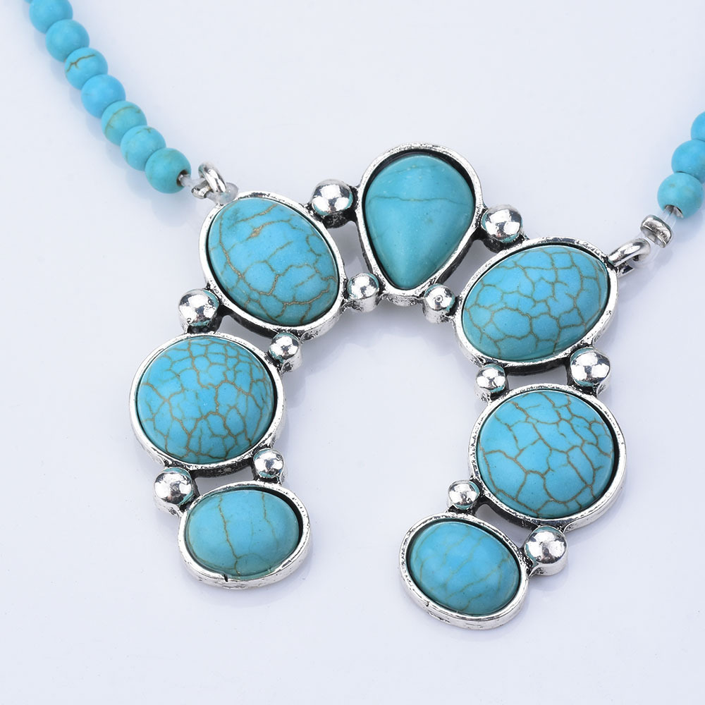 Casual Flower Alloy Plating Inlay Turquoise Women's Pendant Necklace display picture 4