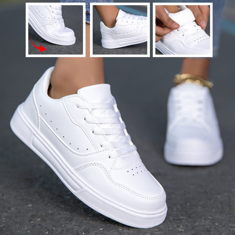 Cross-Border Sneakers for Couples, Breathable White Shoes, Korean Style Versatile Shoes, Casual Sports Shoes for Couples, Thick and Comfortable Thick Soles