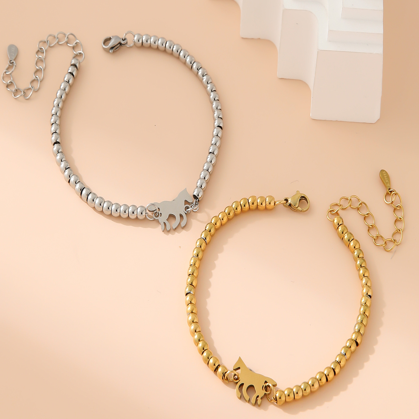 38g Weight 18K Gold Plated Plating Material 304 Stainless Steel Pendant Material Bracelets Classification 304 Stainless Steel Chain Material Beaded Chain Chain Type 1 Piece Quantity Holiday, Daily Occasion 304 Stainless Steel Material Mother'S Day Festival Letter Pattern All Seasons Season Women's Gender Plating Design Simple Style, Classic Style Style Simple Style Classic Style Letter 304 Stainless Steel 18K Gold Plated Beaded Chain Bracelets In Bulk 11