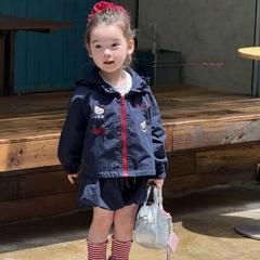 女童外套2025秋季新款韩版洋气卡通夹克儿童网红潮款连帽拉链开衫