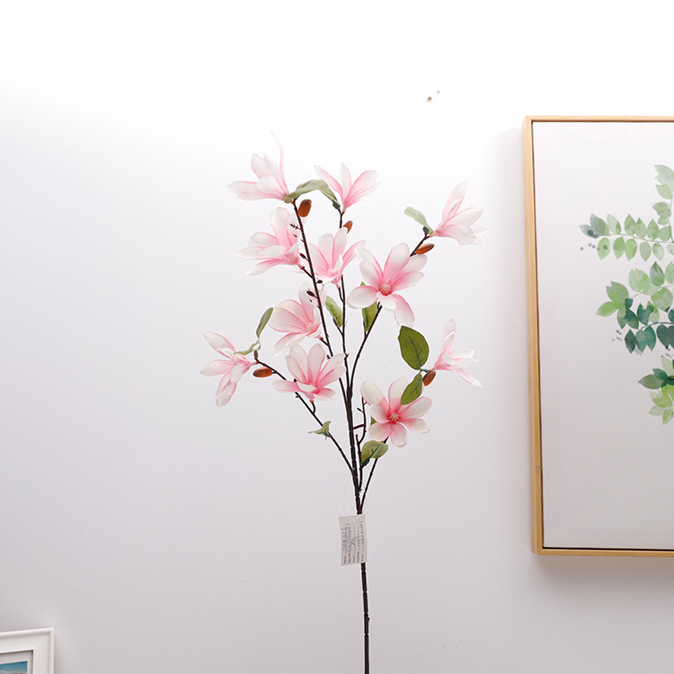 歐麗菲中式仿真花 小支仿真玉蘭花玄關客廳禅意擺件11頭小玉蘭花