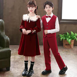 元旦儿童合唱演出服男女童中小学生诗歌朗诵舞蹈主持礼服表演服装