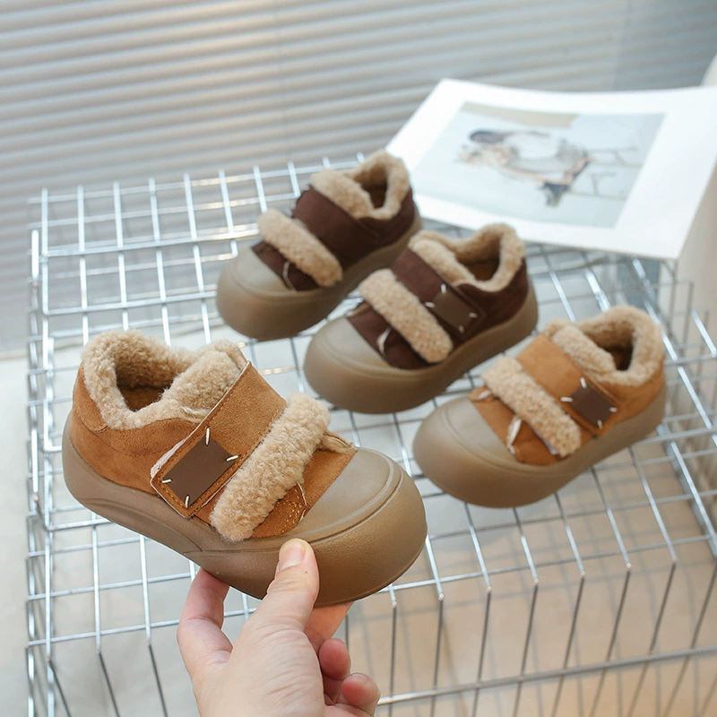 Женская овечья шерсть хлопчатобумажная обувь 2024 зимняя новая корейская версия бархатная утолщенная спортивная обувь для детей теплая хлопчатобумажная обувь