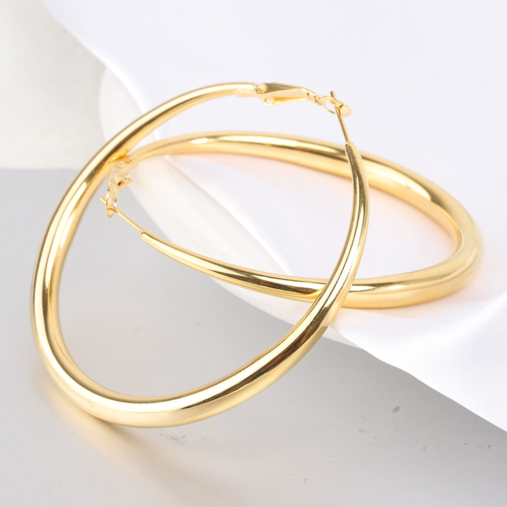 1 Pair Simple Style Solid Color Plating Titanium Steel Gold Plated Earrings display picture 5