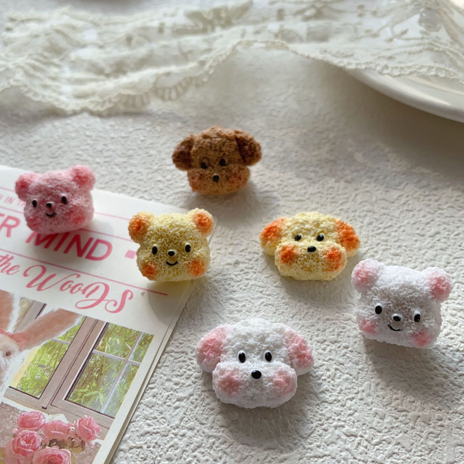 귀여운 만화 곰 머리 인형 크림 접착제 DIY 휴대 전화 쉘 구멍 신발 스티커 머리 액세서리 냉장고 스티커 수지 액세서리