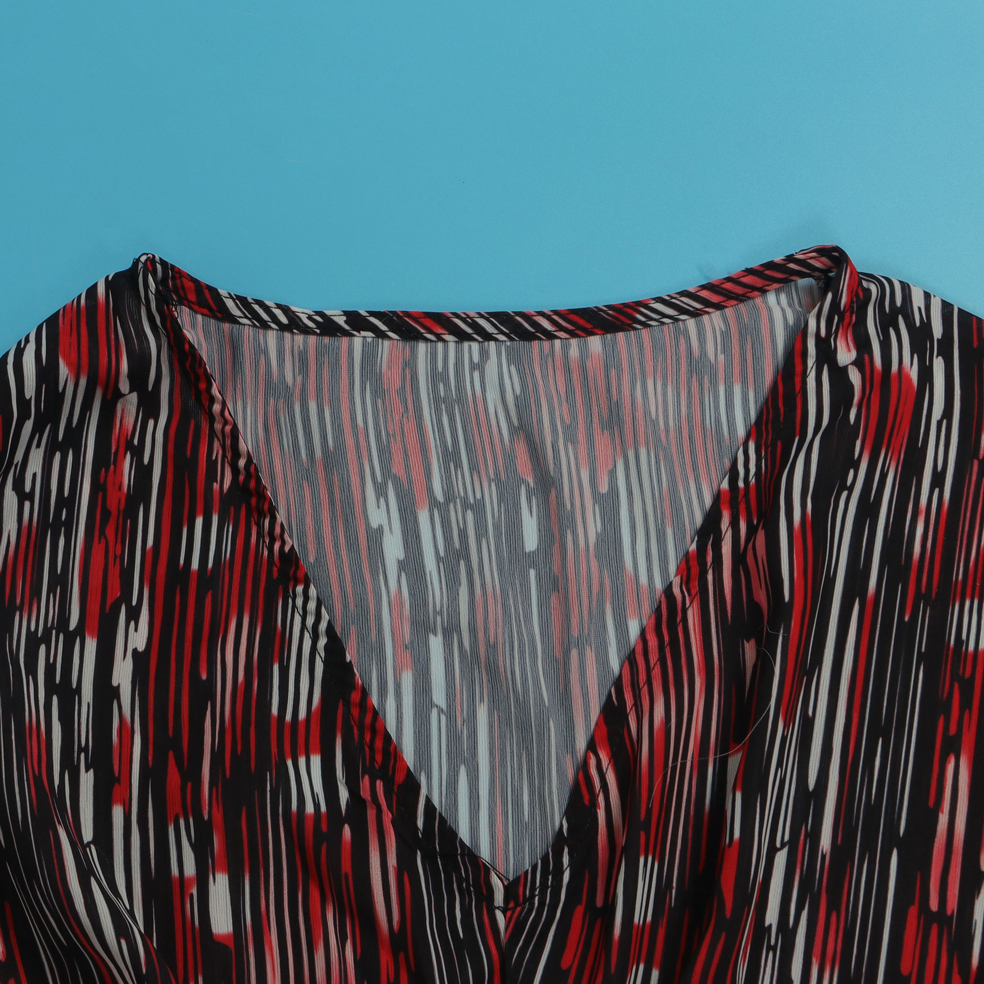 Women Popular Printed Contrast Color V-neck Wide Leg Two Piece Set