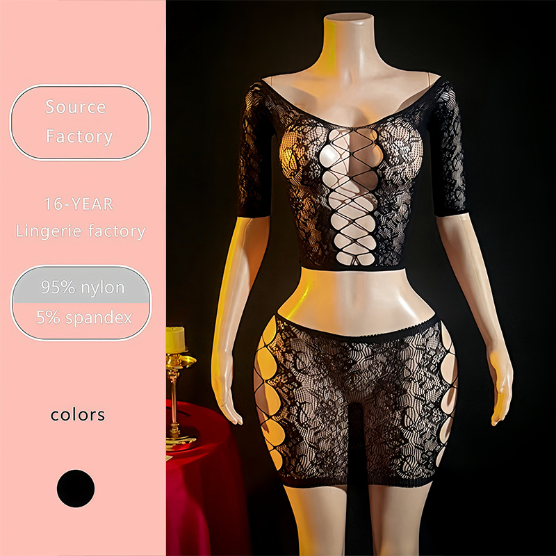 Lencería Body Sexy de Malla de Nylon Transparente para Citas de Pareja image 1
