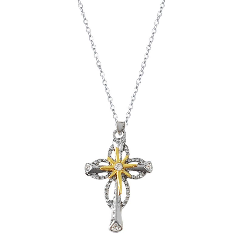 Летнее новое европейское и американское восьмиугольное ожерелье со звездой и крестом, двухслойное модное крутое ожерелье в уличном стиле в стиле хип-хоп, аксессуары