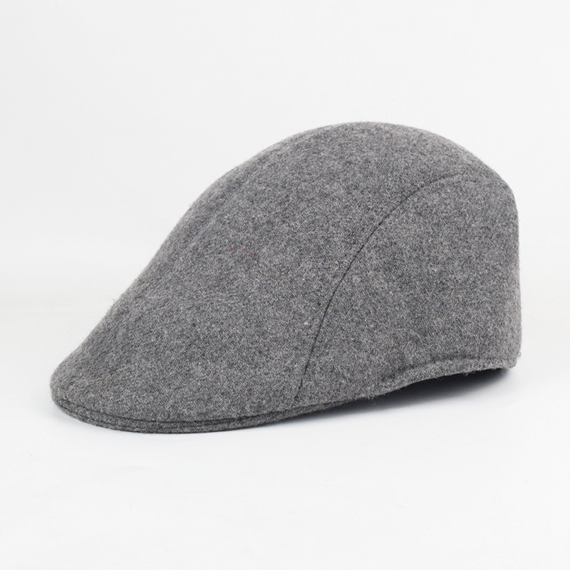 Primavera y otoño gorras de lengua de pato para hombres y mujeres de lana caliente boina de rayas simple gorras de avance gorras casuales coreanas gorras de mediana edad