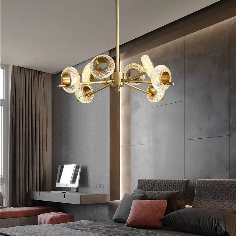 Lámpara de la sala de estar moderna y simple lujosa lámpara de cristal del restaurante nórdico atmósfera creativa cálida decoración de iluminación roja doméstica