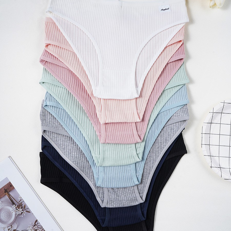 Transfronterizos exclusivos para mujeres algodón bactérico panty de algodón para niñas de cintura media simple de color sólido para niñas sin marcas