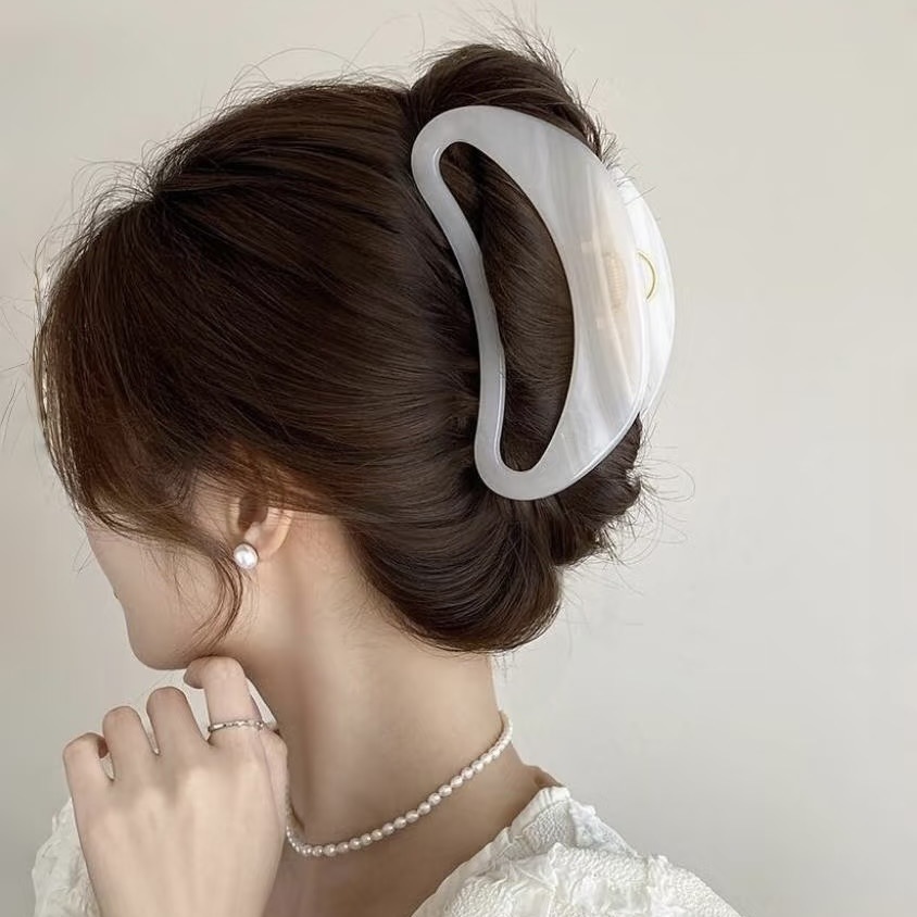 White moon claw clip