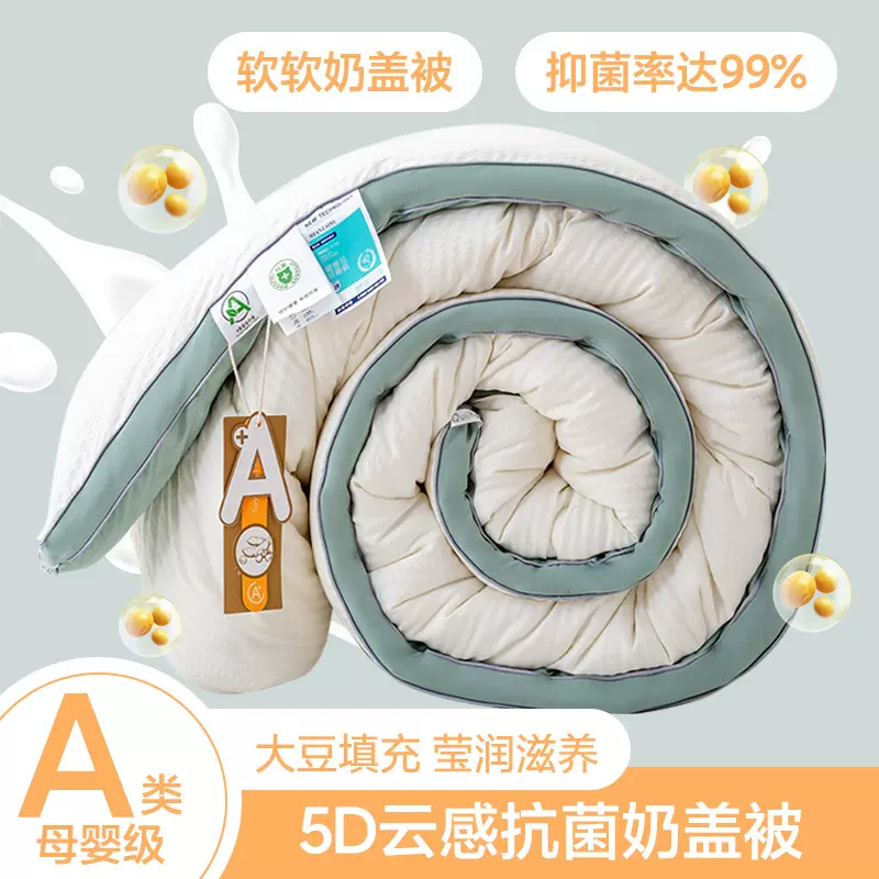 爆款A类5D云感烫金立体大豆被春秋被冬被超柔母婴级泡泡纱礼品被