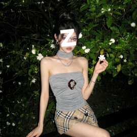 纯欲甜辣风扣环设计性感露背抹胸一衣多穿女夏季修身显瘦百搭上衣