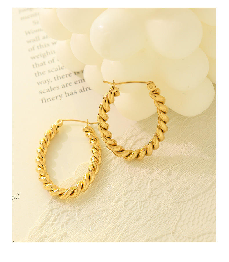 Ins Style Jewelry Geometric Niche Design U-shaped Fried Dough Twists Earrings Stainless Steel Earrings_voghion.com