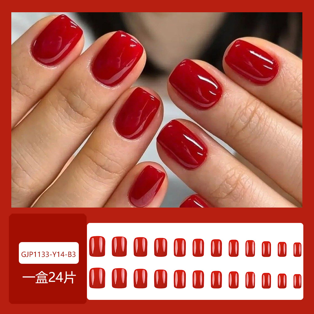 Comercio exterior otoño y invierno temporada de uñas de color sólido atmósfera sensación de vino rojo desgaste uñas falsas venta al por mayor transfronterizas image 12