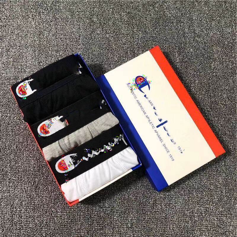 3-pack Japanese-style trendy brand Champion boxer briefs, pure cotton, comfortable, embroidered, men's sports breathable underwear