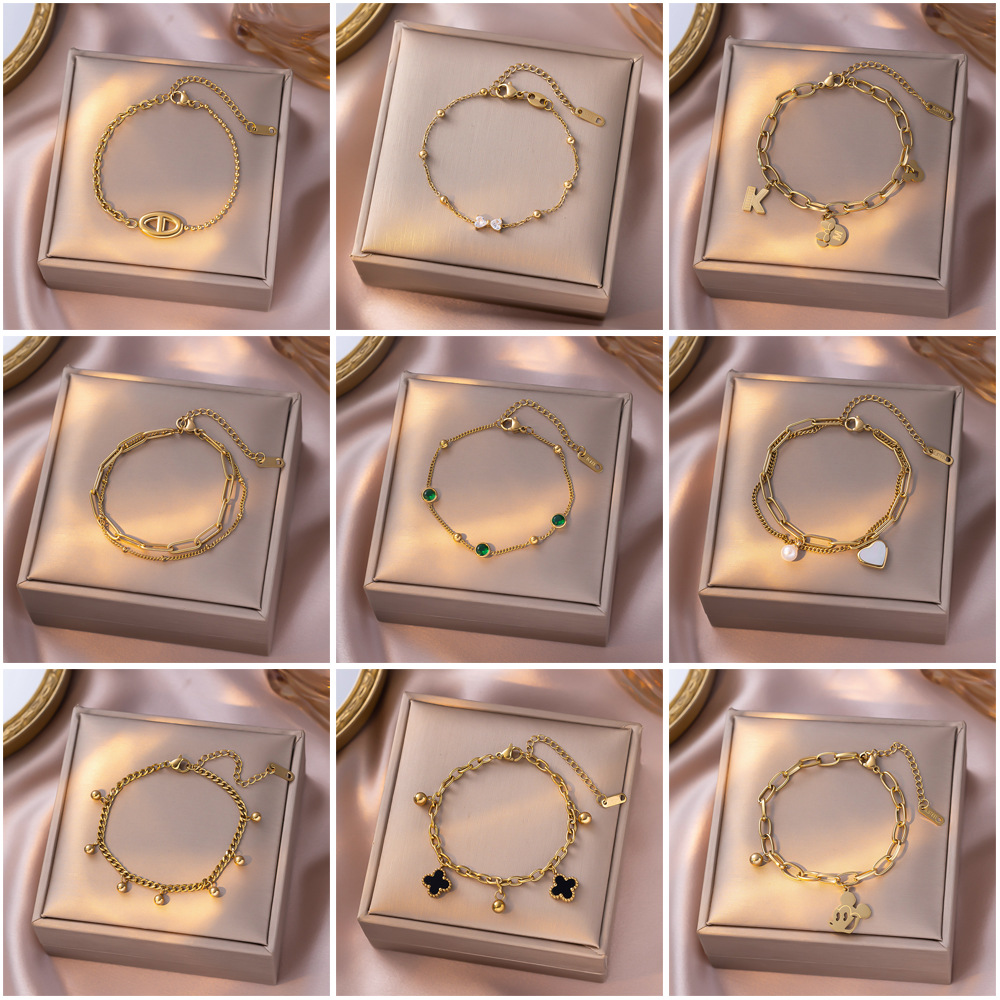 Cross-border Hot-selling Light Luxury Japanese and Korean Titanium Steel Bracelet Women's All-match Fashion Ins Style New Arrival High-end Color-sensitive Bracelet